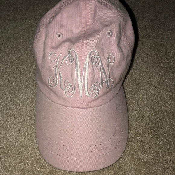 white monogrammed hat